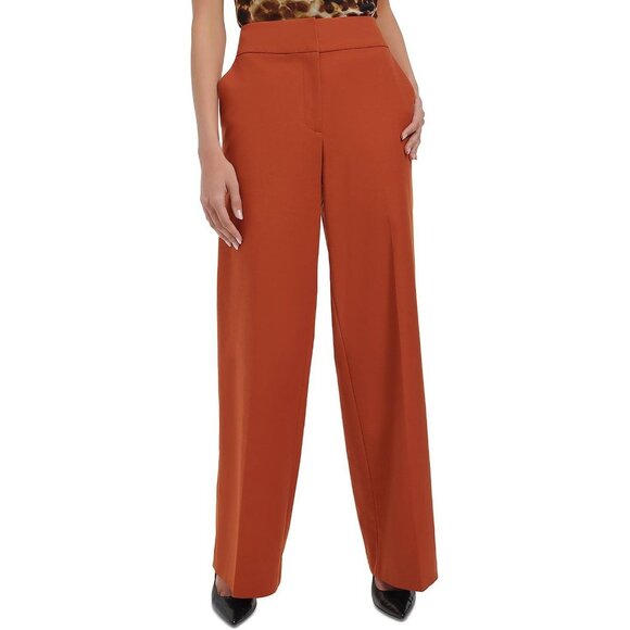 Calvin Klein Women's Orange Brown Whitney Wide-Leg Work Wear Dress Pants Size 12 - Picture 1 of 4